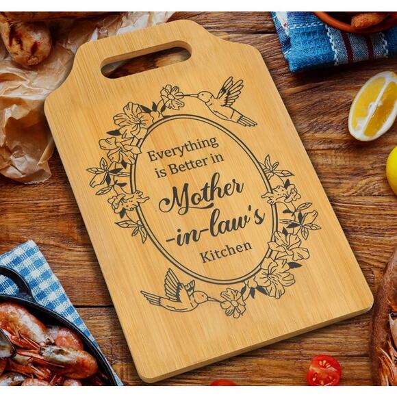 Cutting Board, Bamboo Cutting Board for Mother-in-Law 15.3"L x 7.5"W x 0.4" - Picture 6 of 7